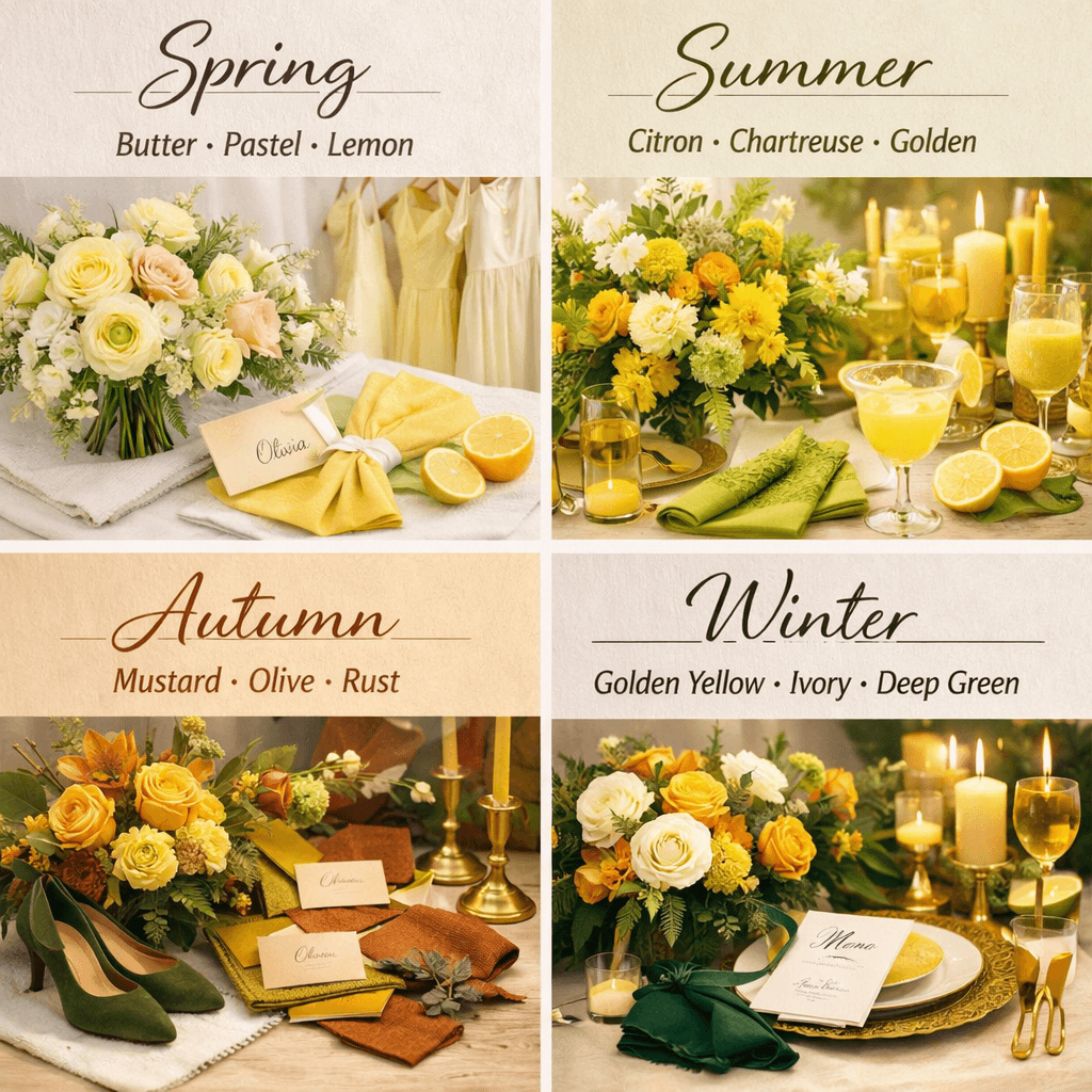 choose the right colours for your wedding day: quick guide for yellows by season