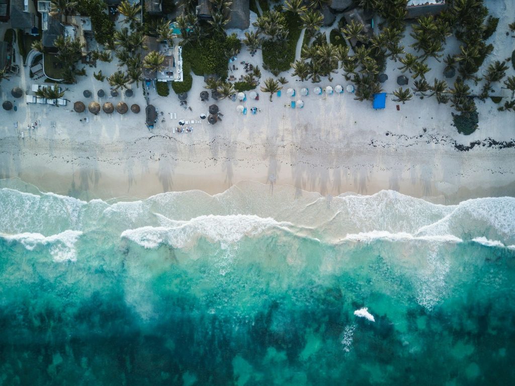 Mexico beach with hotels